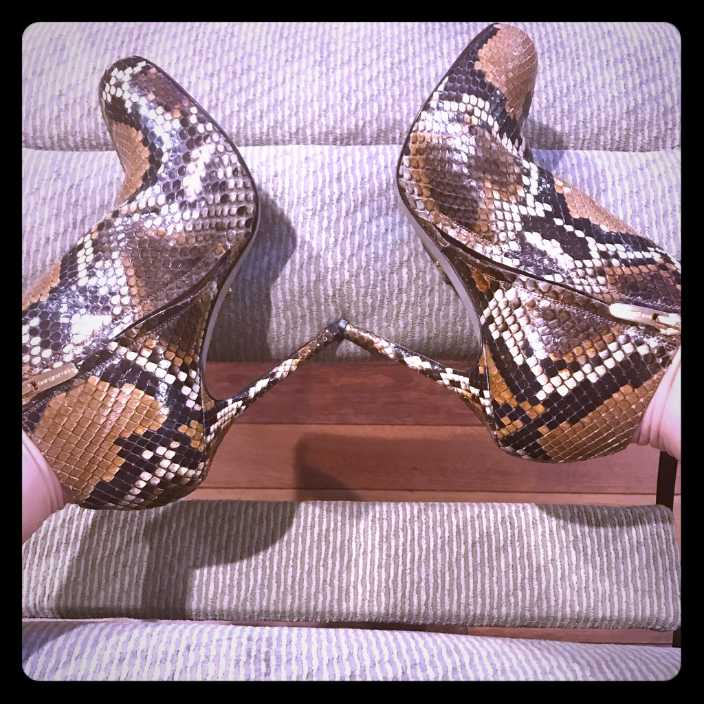 Python Skin Leather Ankle Booties